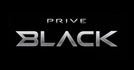 The logo for 'PRIVE BLACK' displayed in a metallic silver font against a solid black background.
